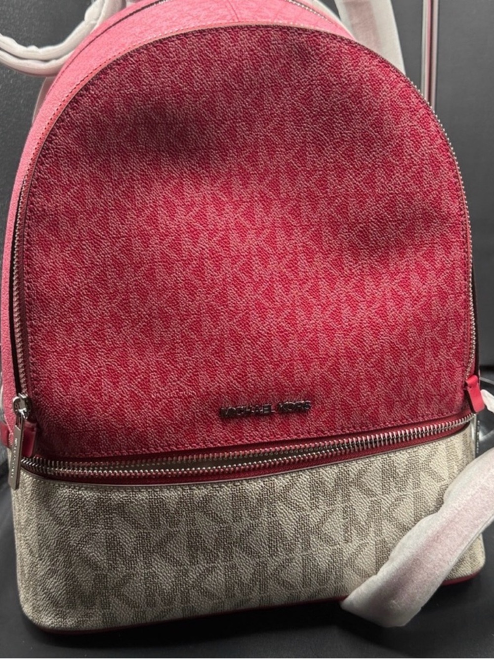 Michael Kors Two-Tone Pink and Cream Logo Dome Backpack